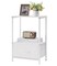 White Leather Nightstand, 24.6'' Height Bedside Table End Table for Bedroom Nursery Living Room - Removable Fabric Drawer, Open Storage Shelf, Sturdy Steel Frame, Durable Wood Top